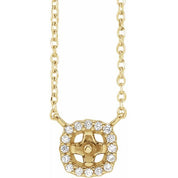 14K .06 CTW Natural Diamond Semi-Set Halo-Style 16" Necklace for 4-4.5 mm Pearl