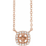 14K .06 CTW Natural Diamond Semi-Set Halo-Style 16" Necklace for 4-4.5 mm Pearl
