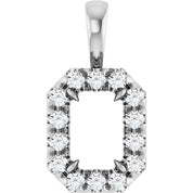 Sterling Silver 6x4 mm Emerald 1/5 CTW Natural Diamond Semi-Set Halo-Style Pendant