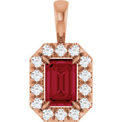14K Rose 6x4 mm Natural Ruby & 1/5 CTW Natural Diamond Halo-Style Pendant
