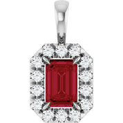 Sterling Silver 6x4 mm Lab-Grown Ruby & 1/5 CTW Natural Diamond Halo-Style Pendant