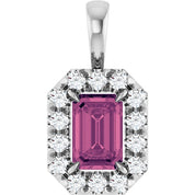 Sterling Silver 6x4 mm Natural Pink Tourmaline & 1/5 CTW Natural Diamond Halo-Style Pendant