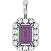 14K Lab-Grown Alexandrite & Emerald with Natural Diamond Halo-Style Pendant