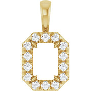 14K Yellow 6x4 mm Emerald 1/5 CTW Natural Diamond Semi-Set Halo-Style Pendant