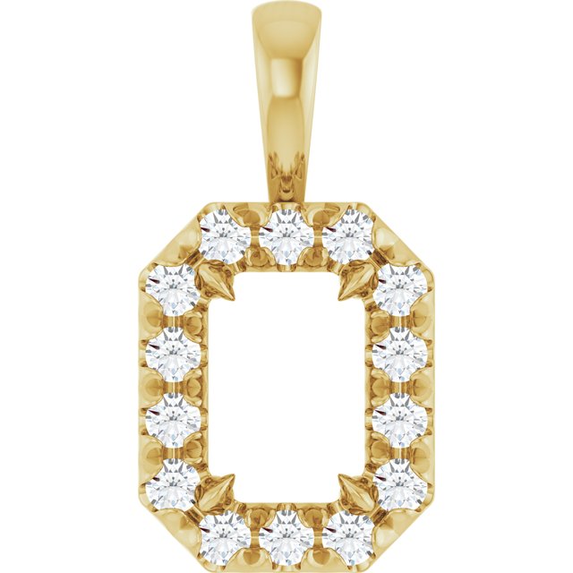 14K Yellow 6x4 mm Emerald 1/5 CTW Natural Diamond Semi-Set Halo-Style Pendant