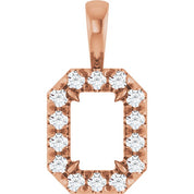 14K Rose 6x4 mm Emerald 1/5 CTW Natural Diamond Semi-Set Halo-Style Pendant