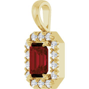 14K Yellow 6x4 mm Natural Mozambique Garnet & 1/5 CTW Natural Diamond Halo-Style Pendant