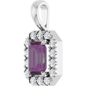 14K Lab-Grown Alexandrite & Emerald with Natural Diamond Halo-Style Pendant