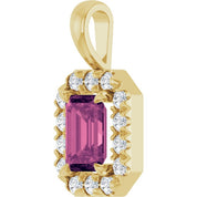 14K Yellow 6x4 mm Natural Pink Tourmaline & 1/5 CTW Natural Diamond Halo-Style Pendant