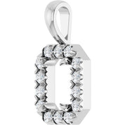 14K White 6x4 mm Emerald 1/5 CTW Natural Diamond Semi-Set Halo-Style Pendant