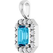 14K White 6x4 mm Natural Aquamarine & 1/5 CTW Natural Diamond Halo-Style Pendant