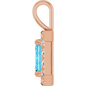 14K Rose 6x4 mm Natural Aquamarine & 1/5 CTW Natural Diamond Halo-Style Pendant