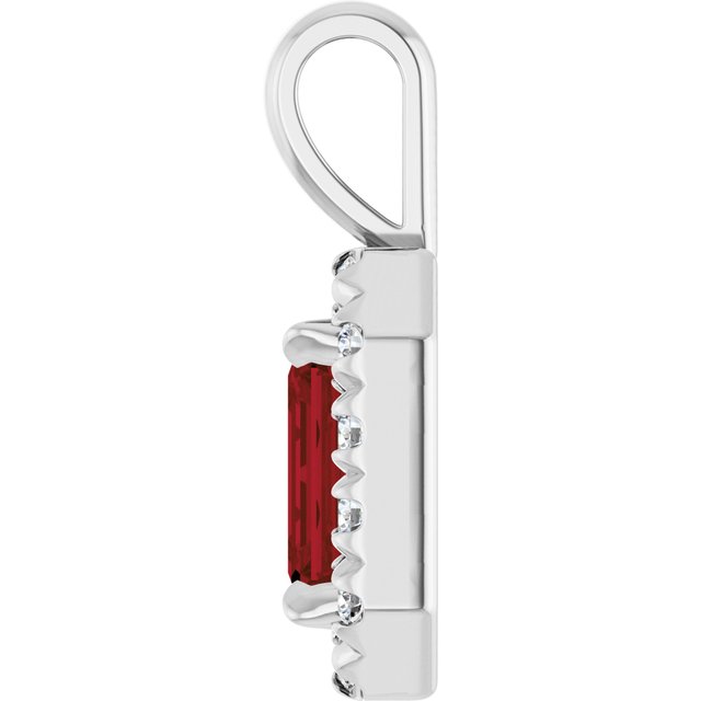 Sterling Silver 6x4 mm Natural Mozambique Garnet & 1/5 CTW Natural Diamond Halo-Style Pendant
