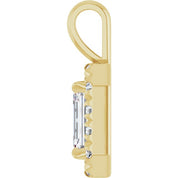 14K Yellow 6x4 mm Natural White Sapphire & 1/5 CTW Natural Diamond Halo-Style Pendant
