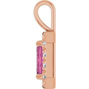 14K Rose 6x4 mm Natural Pink Tourmaline & 1/5 CTW Natural Diamond Halo-Style Pendant