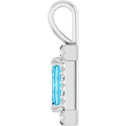 14K White 6x4 mm Natural Aquamarine & 1/5 CTW Natural Diamond Halo-Style Pendant