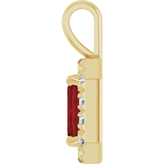 14K Yellow 6x4 mm Natural Mozambique Garnet & 1/5 CTW Natural Diamond Halo-Style Pendant