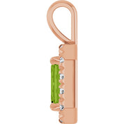 14K Rose 6x4 mm Natural Peridot & 1/5 CTW Natural Diamond Halo-Style Pendant