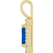 14K Yellow 6x4 mm Natural Blue Sapphire & 1/5 CTW Natural Diamond Halo-Style Pendant