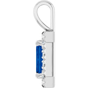 Sterling Silver 6x4 mm Lab-Grown Blue Sapphire & 1/5 CTW Natural Diamond Halo-Style Pendant