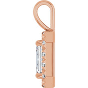 14K Rose 6x4 mm Natural White Sapphire & 1/5 CTW Natural Diamond Halo-Style Pendant