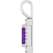 Sterling Silver 6x4 mm Natural Amethyst & 1/5 CTW Natural Diamond Halo-Style Pendant