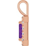 14K Rose 6x4 mm Natural Amethyst & 1/5 CTW Natural Diamond Halo-Style Pendant