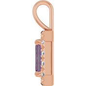 14K Lab-Grown Alexandrite & Emerald with Natural Diamond Halo-Style Pendant