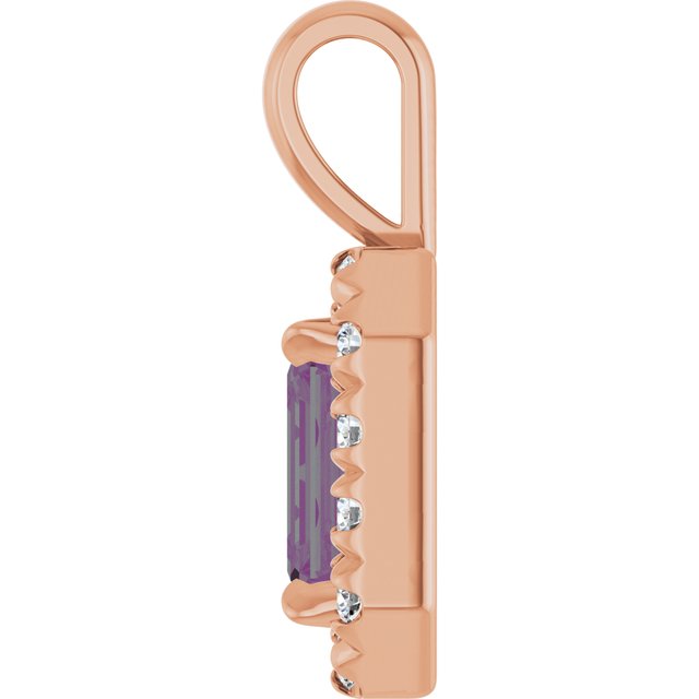 14K Lab-Grown Alexandrite & Emerald with Natural Diamond Halo-Style Pendant