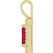 14K Yellow 6x4 mm Natural Ruby & 1/5 CTW Natural Diamond Halo-Style Pendant