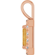 14K Rose 6x4 mm Natural Citrine & 1/5 CTW Natural Diamond Halo-Style Pendant
