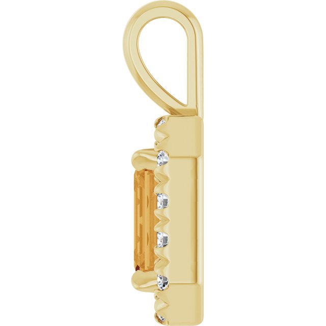 14K Yellow 6x4 mm Natural Citrine & 1/5 CTW Natural Diamond Halo-Style Pendant