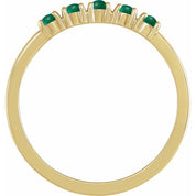 14K Yellow Natural Emerald Cabochon Stackable Ring