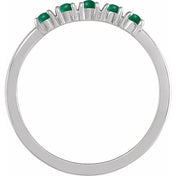 Sterling Silver Natural Emerald Cabochon Stackable Ring