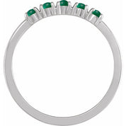 Sterling Silver Natural Emerald Cabochon Stackable Ring