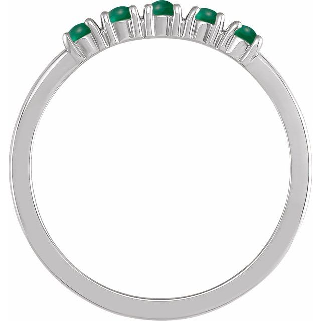 Sterling Silver Natural Emerald Cabochon Stackable Ring