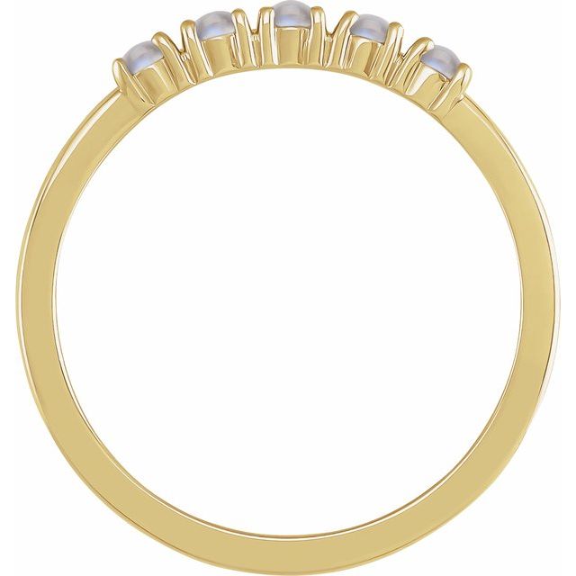 14K Yellow Natural Rainbow Moonstone Cabochon Stackable Ring