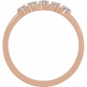 14K Rose Natural Rainbow Moonstone Cabochon Stackable Ring