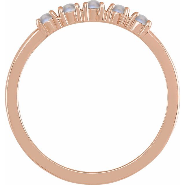 14K Rose Natural Rainbow Moonstone Cabochon Stackable Ring