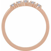 14K Rose Natural Rainbow Moonstone Cabochon Stackable Ring