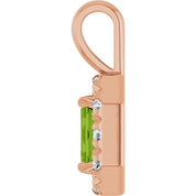 14K Rose 5x3 mm Natural Peridot & 1/8 CTW Natural Diamond Halo-Style Pendant