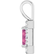 Sterling Silver 5x3 mm Natural Pink Tourmaline & 1/8 CTW Natural Diamond Halo-Style Pendant