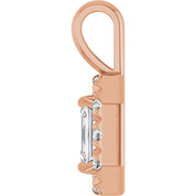 14K Rose 5x3 mm Natural White Sapphire & 1/8 CTW Natural Diamond Halo-Style Pendant