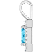 14K White 5x3 mm Natural Aquamarine & 1/8 CTW Natural Diamond Halo-Style Pendant