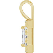 14K Yellow 5x3 mm Natural White Sapphire & 1/8 CTW Natural Diamond Halo-Style Pendant
