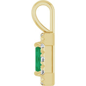 14K Lab-Grown Emerald & Alexandrite 5x3 mm with 1/8 CTW Natural Diamond Halo Pendant