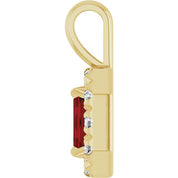 14K Yellow 5x3 mm Natural Mozambique Garnet & 1/8 CTW Natural Diamond Halo-Style Pendant