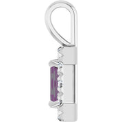 14K Lab-Grown Emerald & Alexandrite 5x3 mm with 1/8 CTW Natural Diamond Halo Pendant