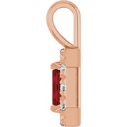 14K Rose 5x3 mm Natural Mozambique Garnet & 1/8 CTW Natural Diamond Halo-Style Pendant