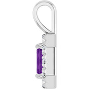 14K White 5x3 mm Natural Amethyst & 1/8 CTW Natural Diamond Halo-Style Pendant